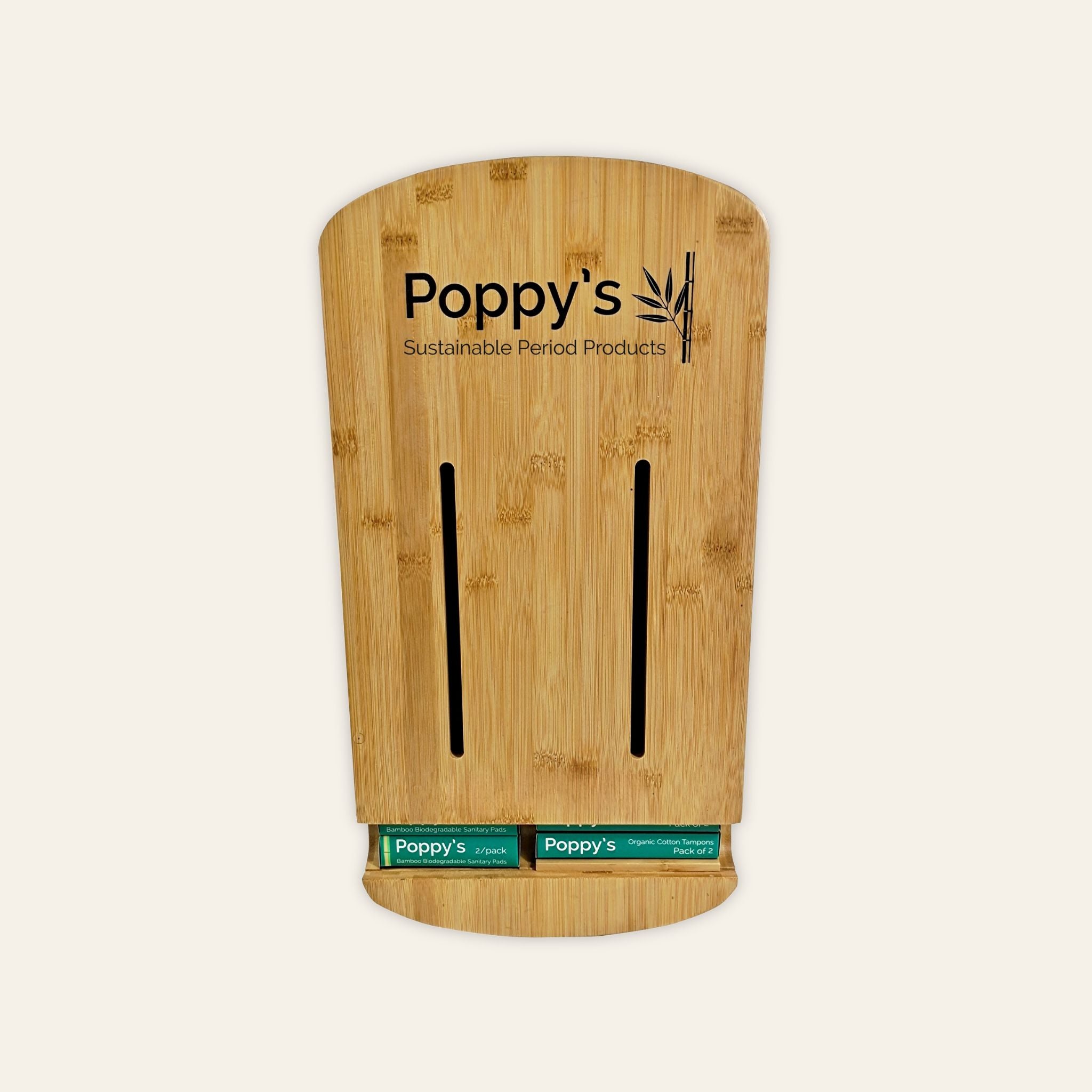 Bamboo vend pack dispenser in natural bamboo