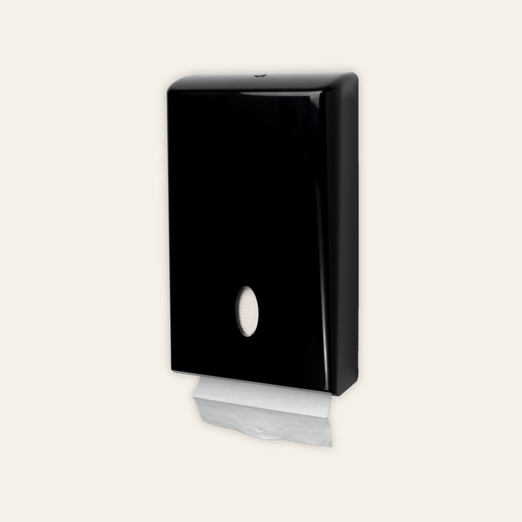 Compact hand towel dispenser in black