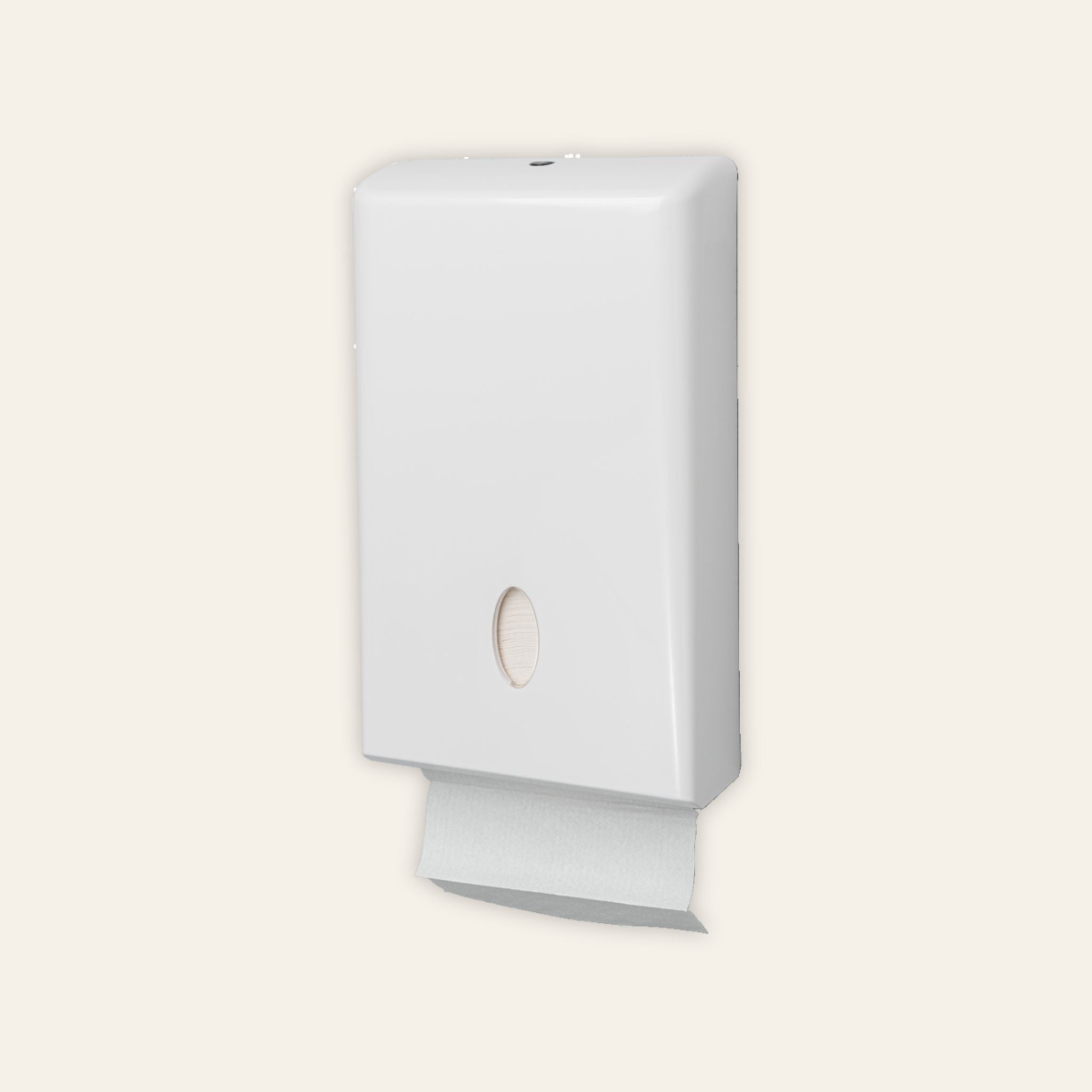 Compact hand towel dispenser in white