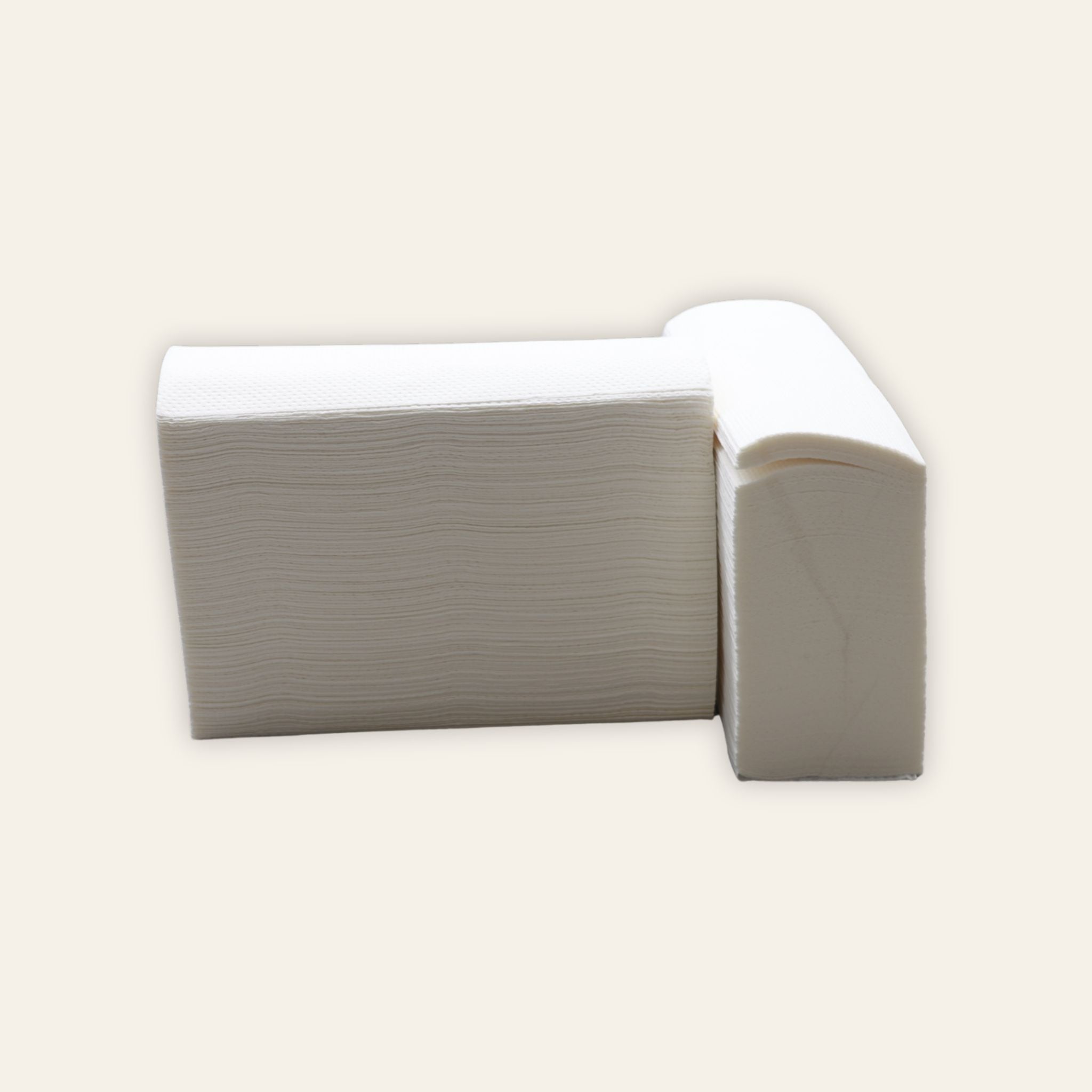 Compact sugarcane hand towels, 2-ply, in white