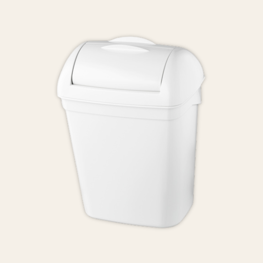 Compact sanitary disposal bin in white