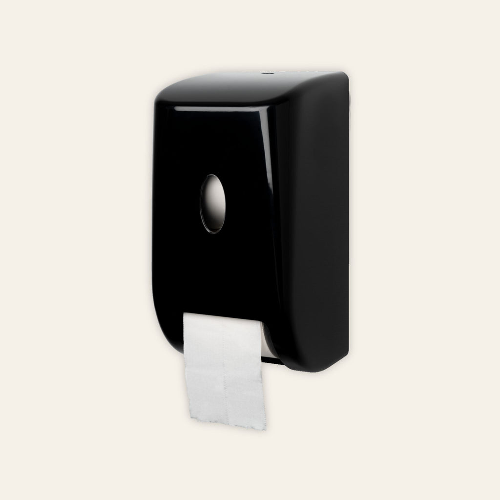 Ecomatic Classic vertical twin toilet roll dispenser in black