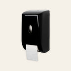 Ecomatic Classic vertical twin toilet roll dispenser in black