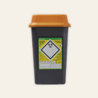 7 litre hazardous sharps disposal bin in orange