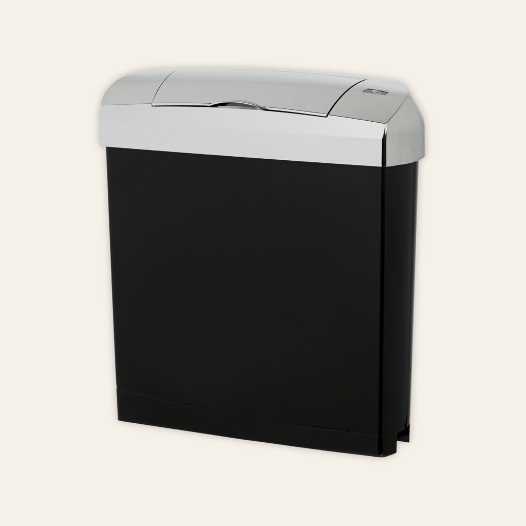 Ladycare automatic sanitary bin in black and chrome