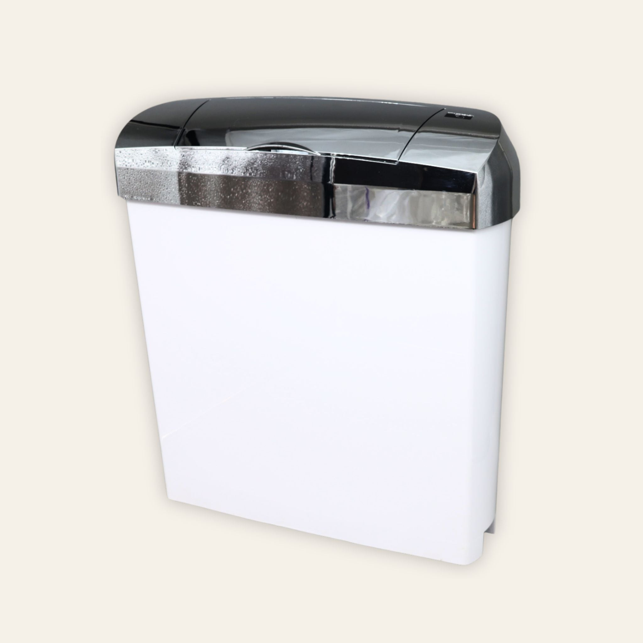 Ladycare automatic sanitary bin in white and chrome