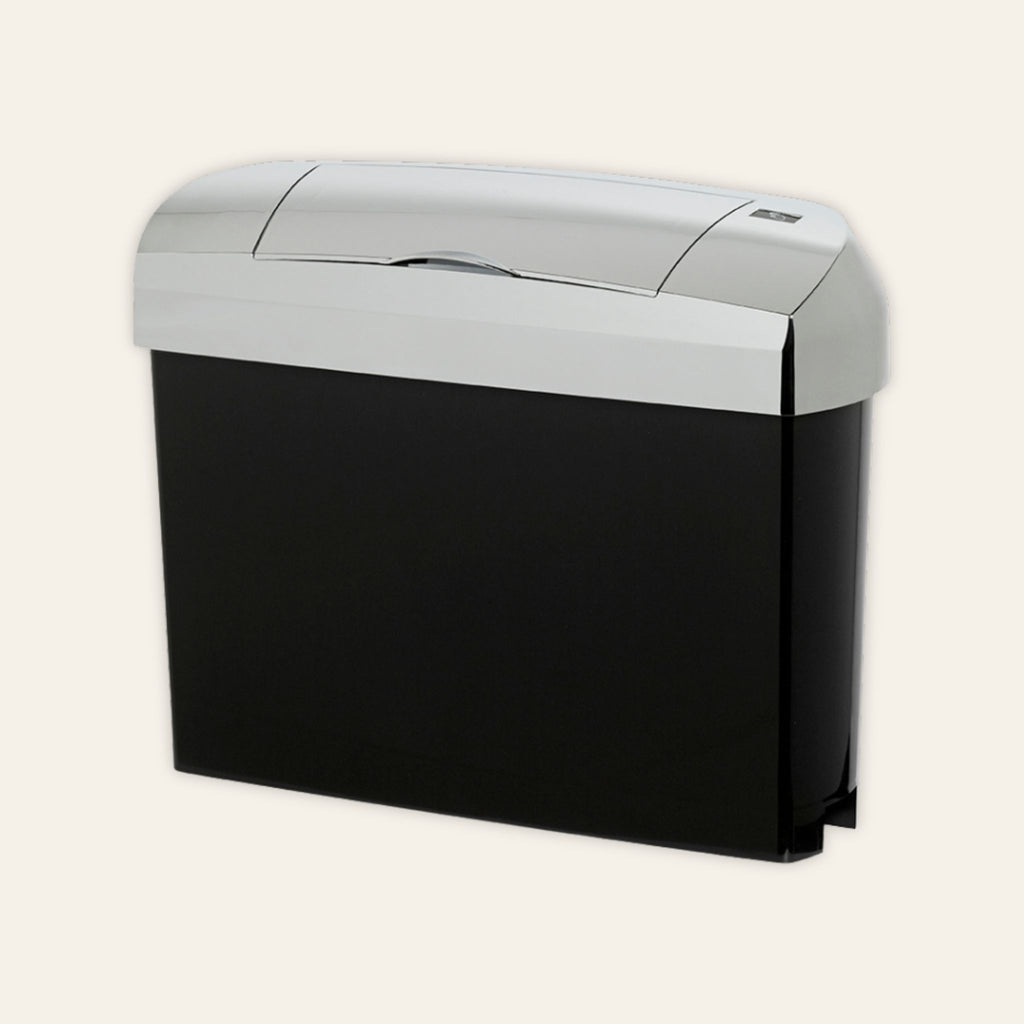 Ladycare Mini automatic sanitary bin in black and chrome