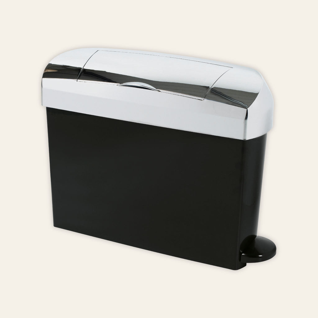 Ladycare Mini pedal sanitary bin in black and chrome