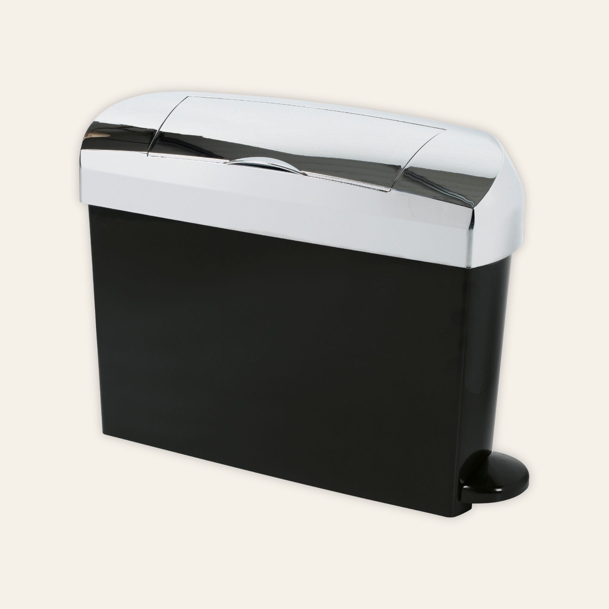 Ladycare Mini pedal sanitary bin in black and chrome