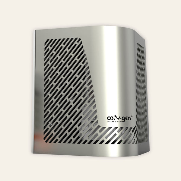 Oxy-gen Shield air freshener dispenser in stainless steel