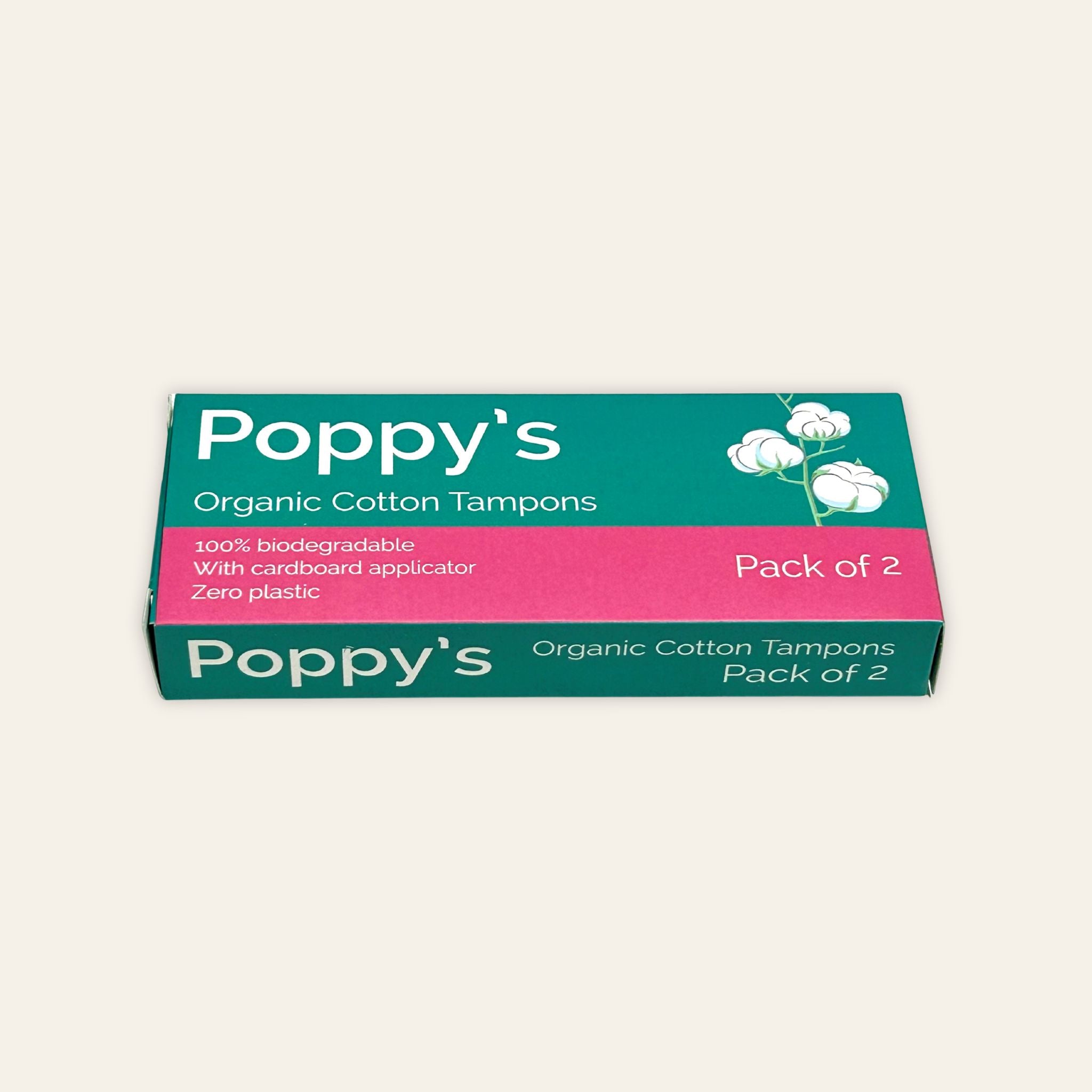 Poppy's organic cotton tampons, boxed