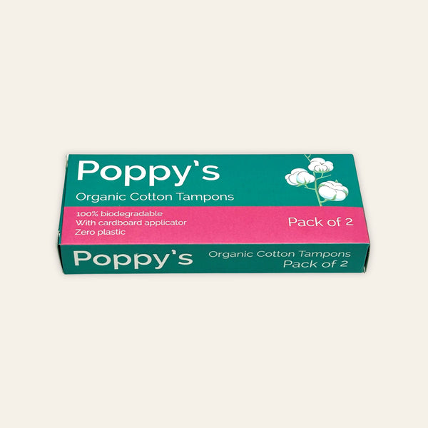 Poppy's organic cotton tampons, boxed