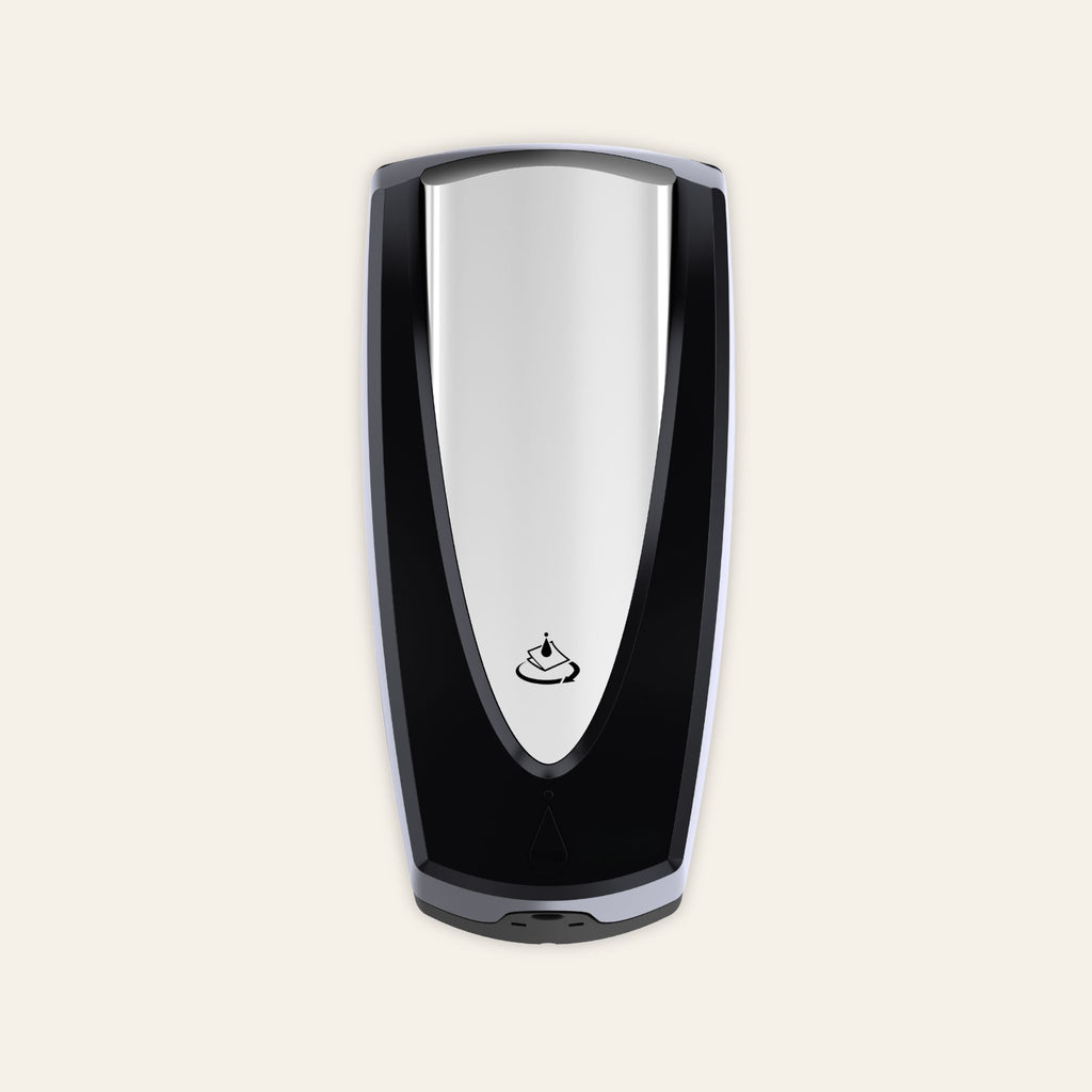 Safeseat seat and surface sanitiser dispenser in black and chrome