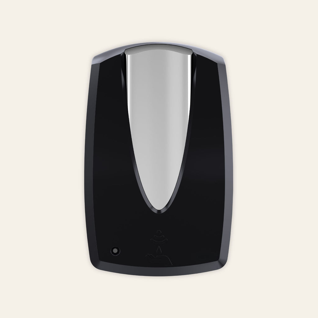 Automatic hand sanitiser dispenser in black and chrome