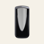 Manual hand sanitiser dispenser in black and chrome