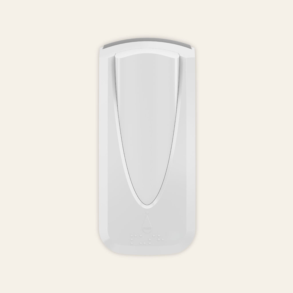 Manual hand sanitiser dispenser in white