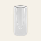 Manual hand sanitiser dispenser in white and chrome