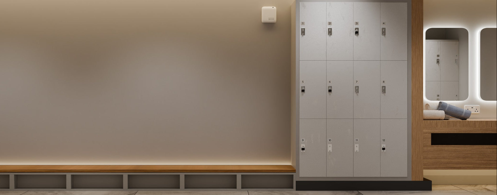 Non-aerosol airfresh: SensaMist SM100 in white in an indoor space