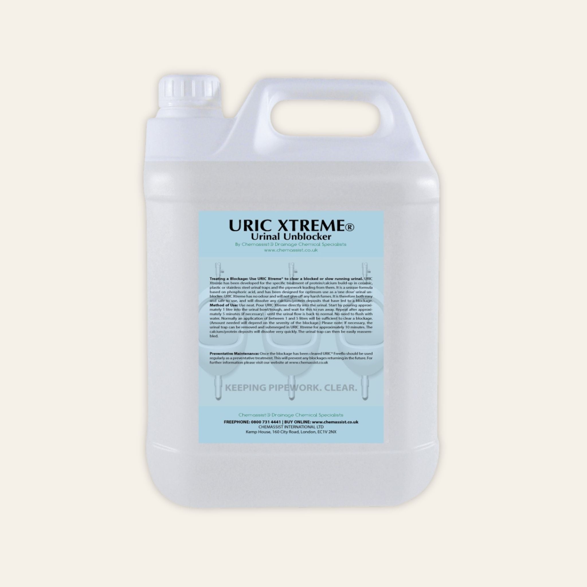 Urinal unblocker, 5 litre aftercare treatment