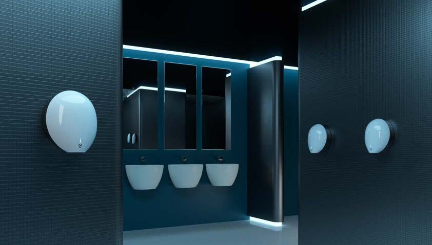 Hand dryers: Ultimate+ hand dryer in white in a washroom