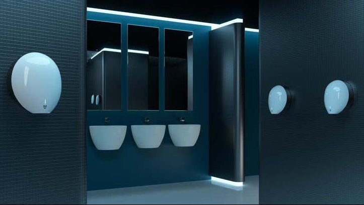 Hand dryers: Ultimate+ unit in white in a modern washroom