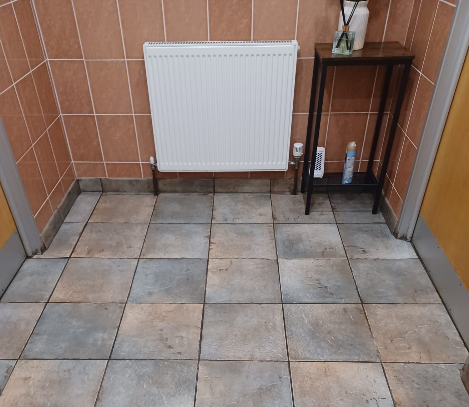 Floor deep clean: a high traffic washroom floor after treatment