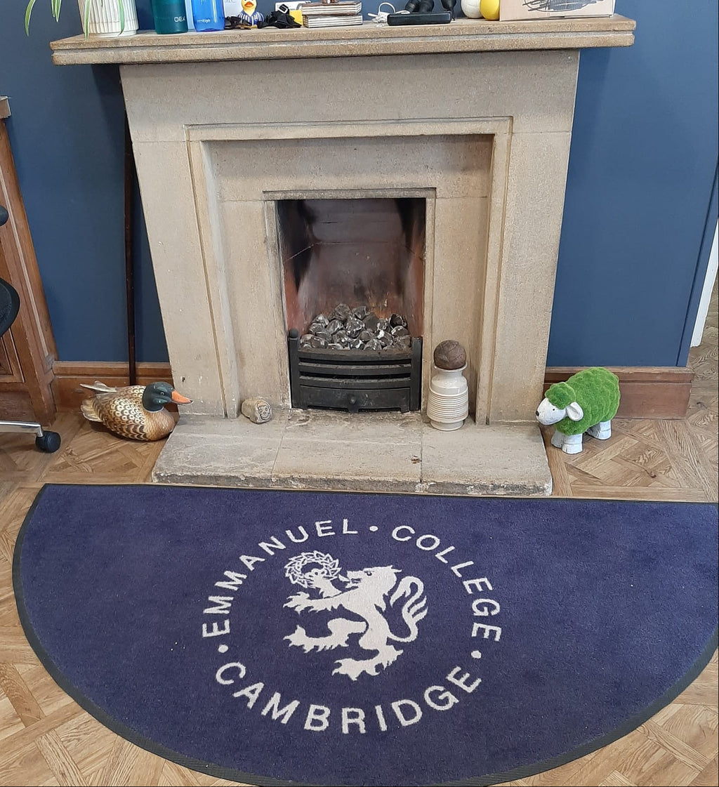 Emmanuel College Cambridge branded logo mat